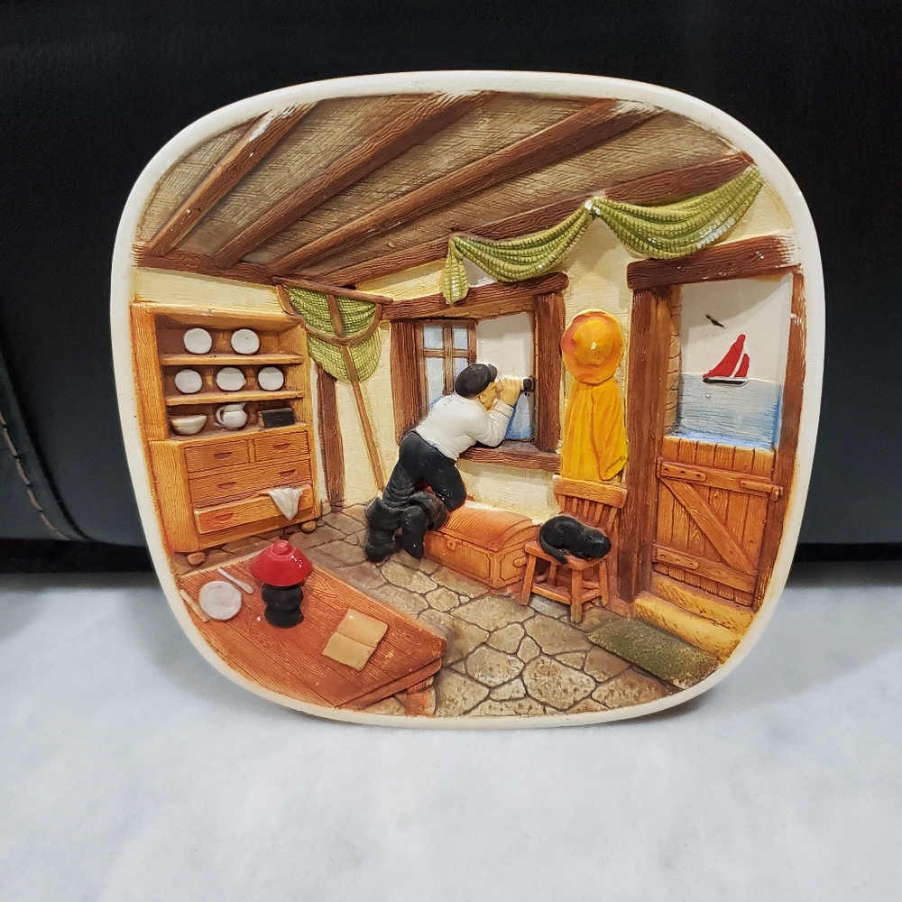 3d vintage pottery decorative plate